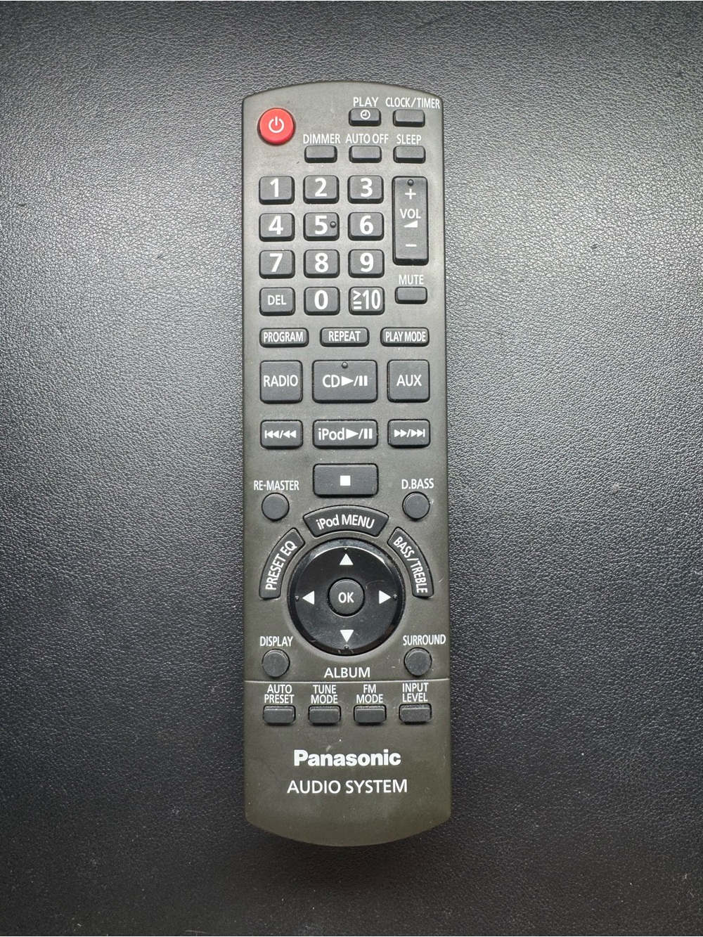 Panasonic Audio System Television Remote Control N2QAYB000394